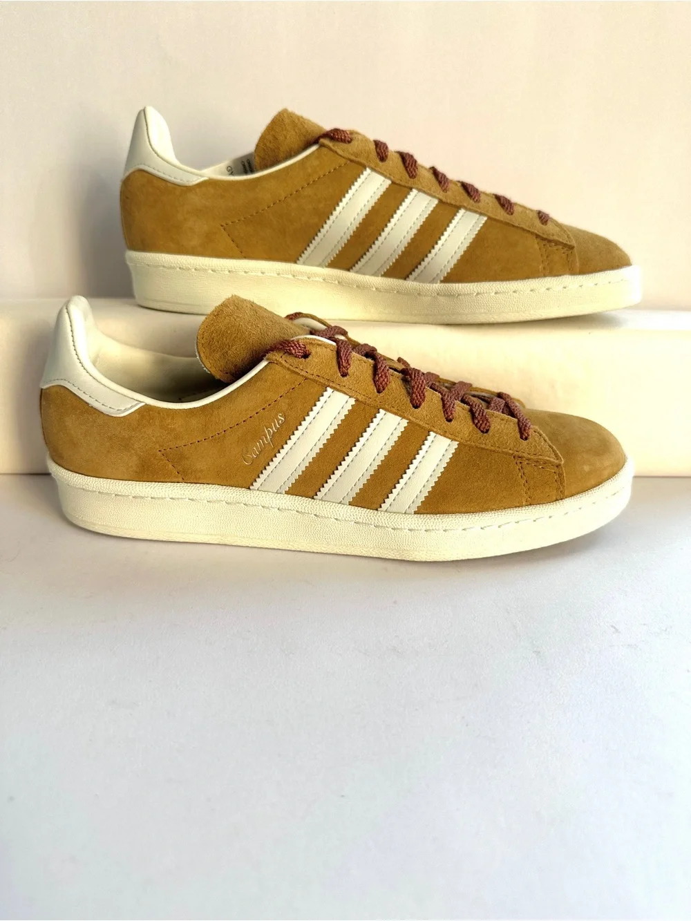 ADIDAS MEN CAMPUS 80s MESA GOLDEN BROWN/WHITE/OFF WHITE SNEAKERS RARE NEW Sz7.5